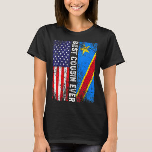 Retro American Flag Congo Flag Bester Cousin je Fa T-Shirt