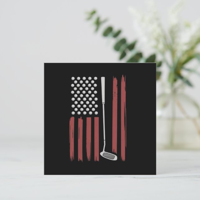 Retro American Flag Golf Golfer Funny Golf Club Einladung (Stehend Vorderseite)