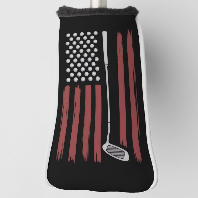 Retro American Flag Golf Golfer Funny Golf Club  Golf Headcover (Rotieren 90)