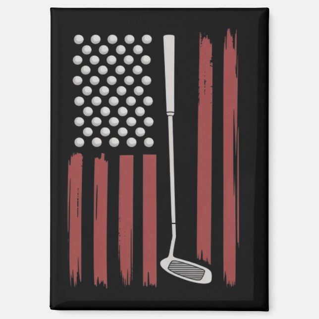 Retro American Flag Golf Golfer Funny Golf Club Magnet (Vorderseite)