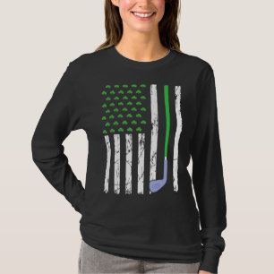 Retro American Flag Golf Sport St Patrick S Day T-Shirt
