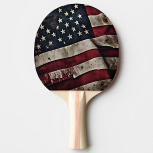 Retro American Flag Patriotic Ping Pong Paddle Tischtennis Schläger