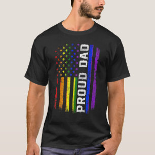 Retro American Flag Proud Vater Lgbt Gay Pride Fre T-Shirt