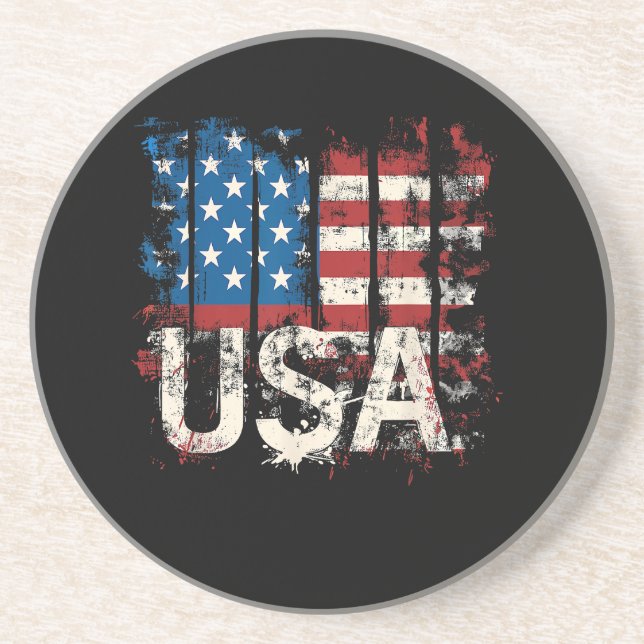 Retro American Flag USA 4. Juli Getränkeuntersetzer (Vorne)