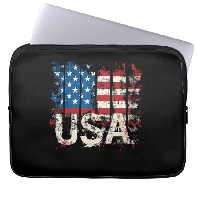 Retro American Flag USA 4. Juli Laptopschutzhülle (Vorderseite)