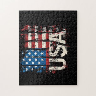 Retro American Flag USA 4. Juli Puzzle