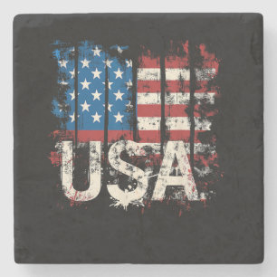 Retro American Flag USA 4. Juli Steinuntersetzer