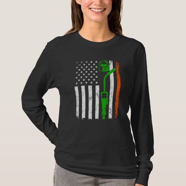 Retro American Flag Welder St Patricks Day Shamroc T-Shirt (Vorderseite)