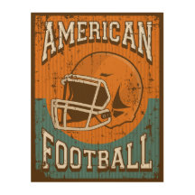 Retro American Football Wood Wall Art