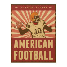 Retro American Football Wood Wall Art