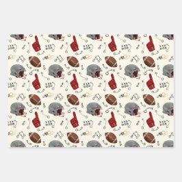 Retro American Football Wrapping Paper Set Geschenkpapier Set