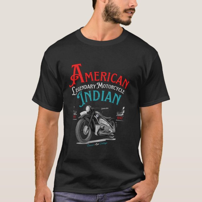 Retro American Legendary Motorrad Indian for Bik T-Shirt (Vorderseite)