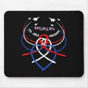 Retro American Patriotic Jets Usa Flag Happy Art J Mousepad