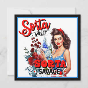 Retro American Pinup_ Sorta Sweet Sorta Savage Feiertagskarte