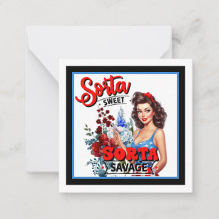 Retro American Pinup_ Sorta Sweet Sorta Savage Mitteilungskarte