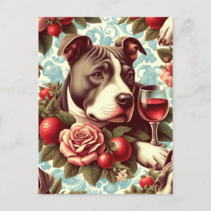 Retro American Pit Bull Terrier Illustration Postkarte