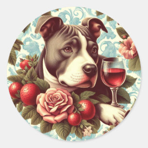 Retro American Pit Bull Terrier Illustration Runder Aufkleber