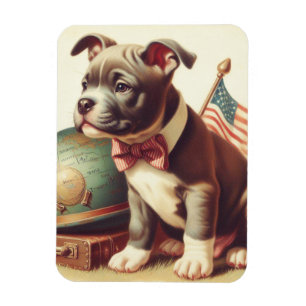 Retro American Pit Bull Terrier Painting Magnet