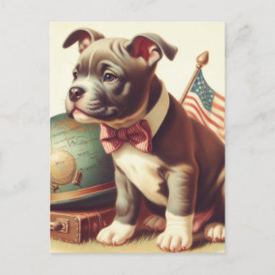 Retro American Pit Bull Terrier Painting Postkarte