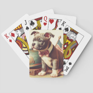 Retro American Pit Bull Terrier Painting Spielkarten