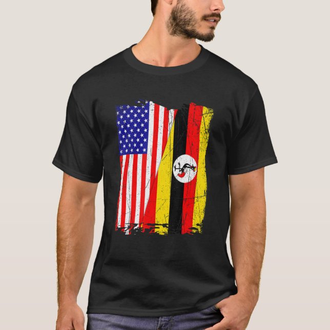 Retro American Uganda Flag Männer Frauen Patriotis T-Shirt (Vorderseite)