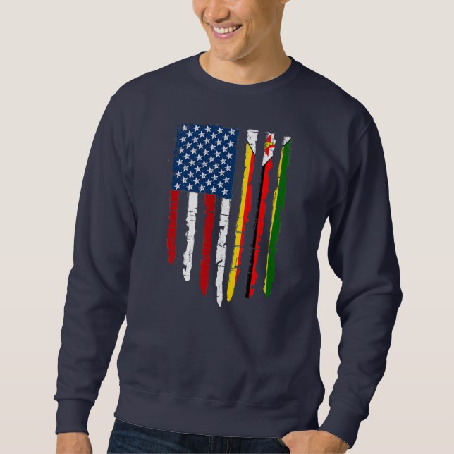 Retro American Zimbabwe Flag Männer Frauen Patriot Sweatshirt (Vorderseite)