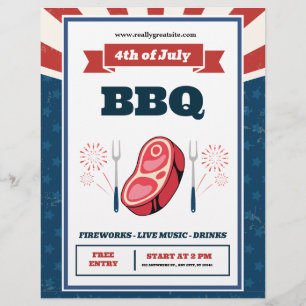 Retro-Amerikanische Flagge, 4. Juli BBQ-Party Flyer
