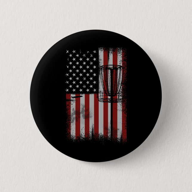 Retro-Amerikanische-Flagge-Disc-Golf-Geschenk für  Button (Vorderseite)