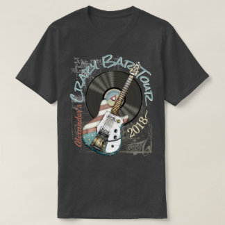 Retro-Amerikanische-Flagge-Gitarre und Vinyl-Schal T-Shirt