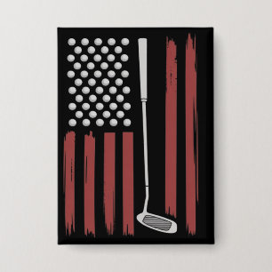 Retro-Amerikanische-Flagge-Golf-Golfer-Lustiger-Go Button