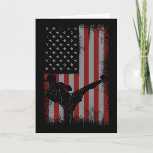Retro-Amerikanische-Flagge-Kickboxen-Geschenk für Karte