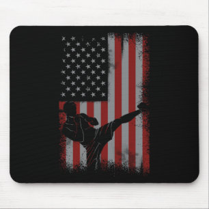 Retro-Amerikanische-Flagge-Kickboxen-Geschenk für Mousepad