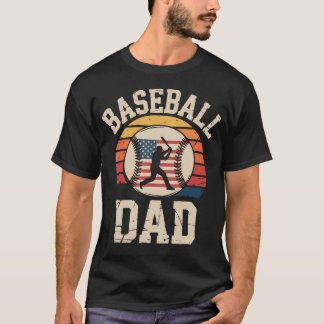 Retro-Amerikanische-Flaggen-Style Baseball-Vater T-Shirt