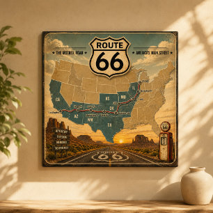 Retro-amerikanische Highway-Reise-Kunst Poster