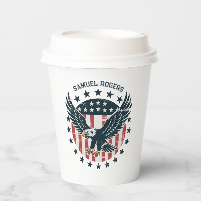 Retro Amerikanischer Adler  Pappbecher (Vorderseite)