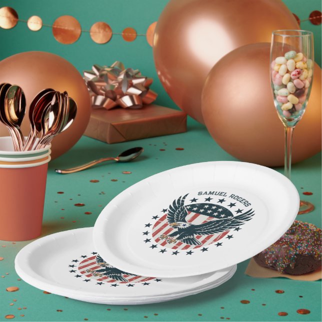 Retro Amerikanischer Adler  Pappteller (Multi)