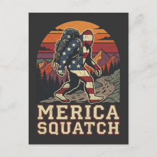 Retro Amerikanischer Bigfoot Sasquatch Natur Postkarte