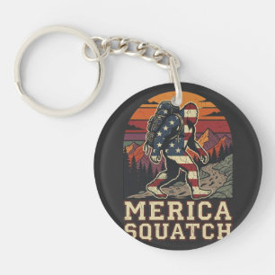 Retro Amerikanischer Bigfoot Sasquatch Natur Schlüsselanhänger