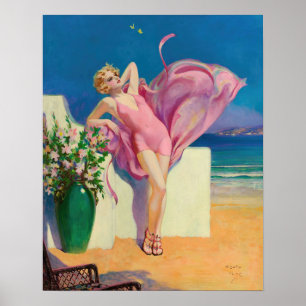 Retro-Amerikanischer Kunstdruck, "Flirtation am Me Poster
