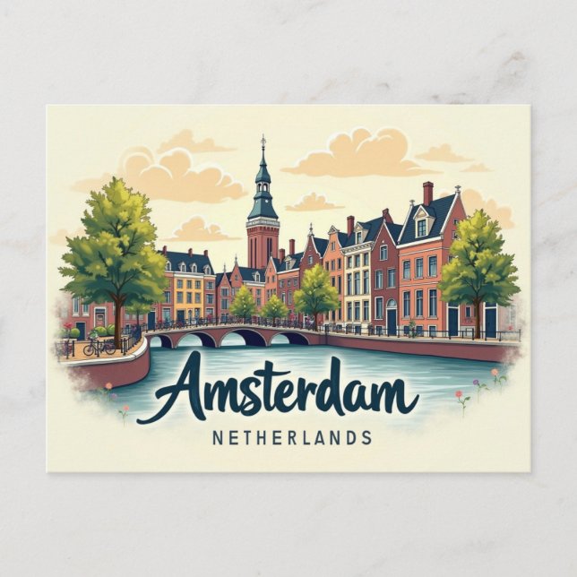 Retro Amsterdam Delight Postkarte (Vorderseite)