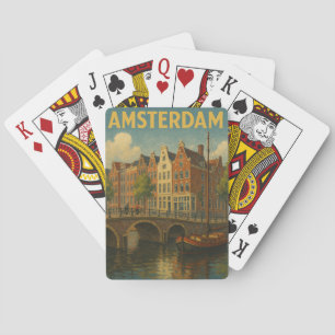 Retro Amsterdam Niederlande Grachten Spielkarten