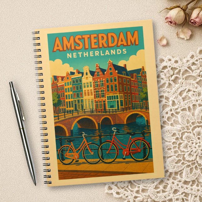 Retro Amsterdam Niederlande Notizblock (Von Creator hochgeladen)