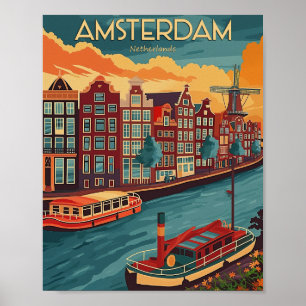 Retro Amsterdam, Niederlande Poster