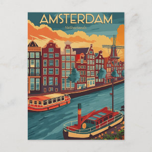 Retro Amsterdam, Niederlande Postkarte