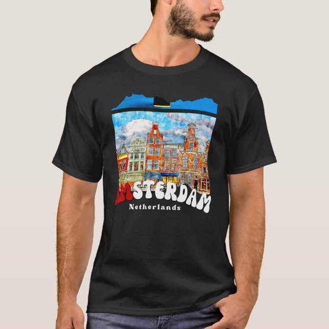 Retro Amsterdam Painting   Netherlands   Amsterdam T-Shirt (Vorderseite)
