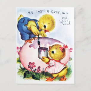 Retro an Ostern Gruß an Ihre Küken und Ei Postkarte