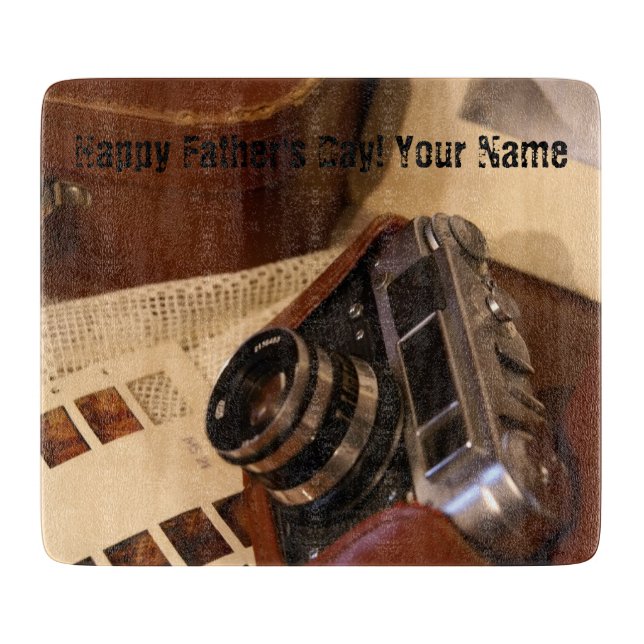 Retro-Analogkamera des Fotos Schneidebrett (Vorderseite)