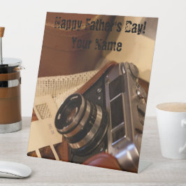 Retro-Analogkamera des Fotos Sockelschild