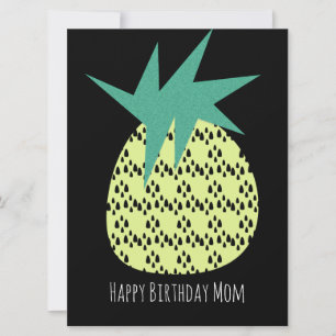 Retro Ananas Happy Birthday Yellow Black Card
