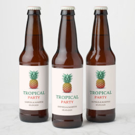 Retro-Ananas-Party im tropischen Stil Bierflaschenetikett